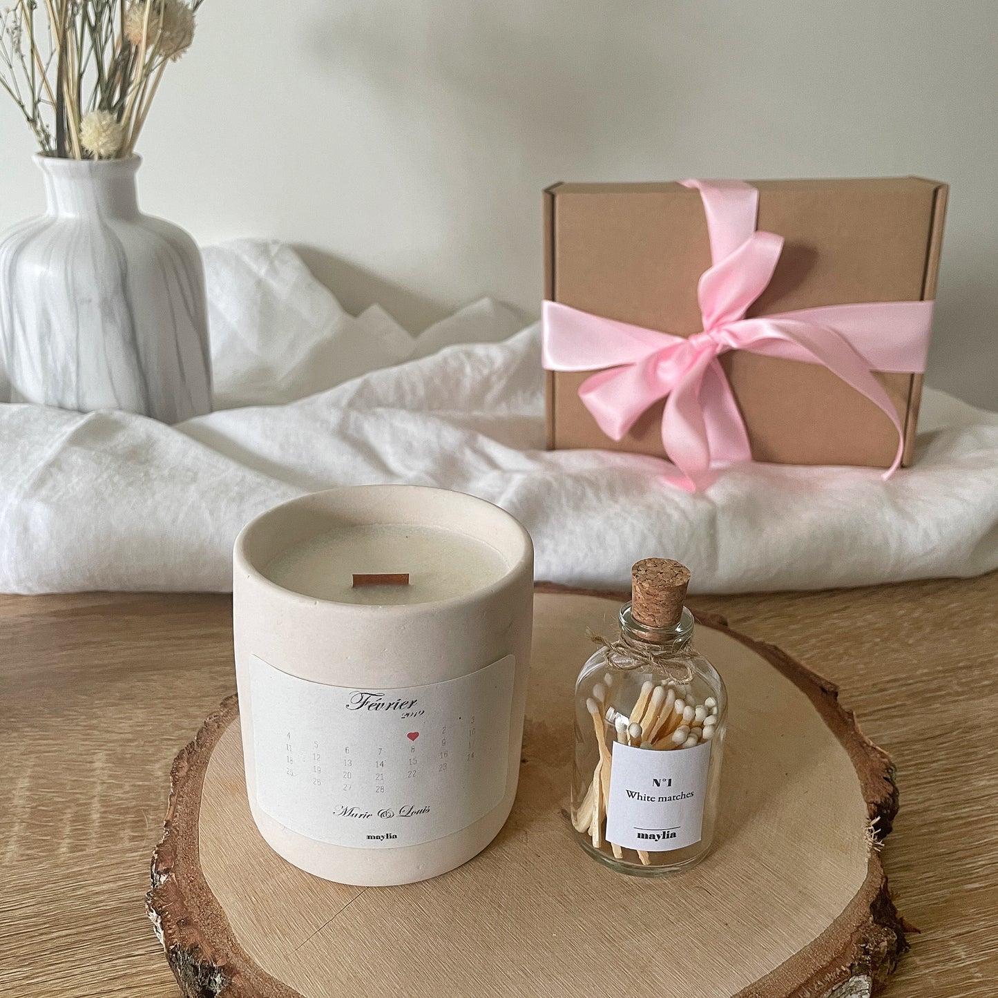 Coffret cadeau bougie parfumée personnalisée naturelle