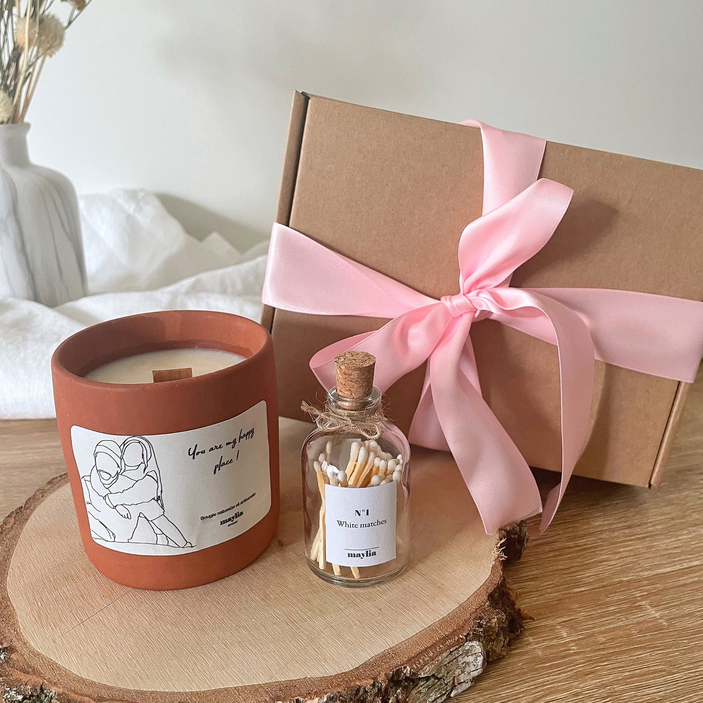 Coffret cadeau bougie parfumée personnalisée naturelle